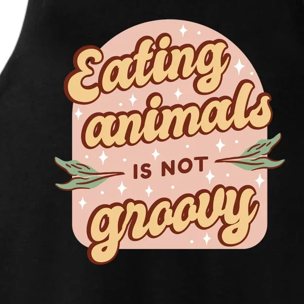 Eating Animals Is Not Groovy Vegan Life Ladies Tri-Blend Wicking Tank