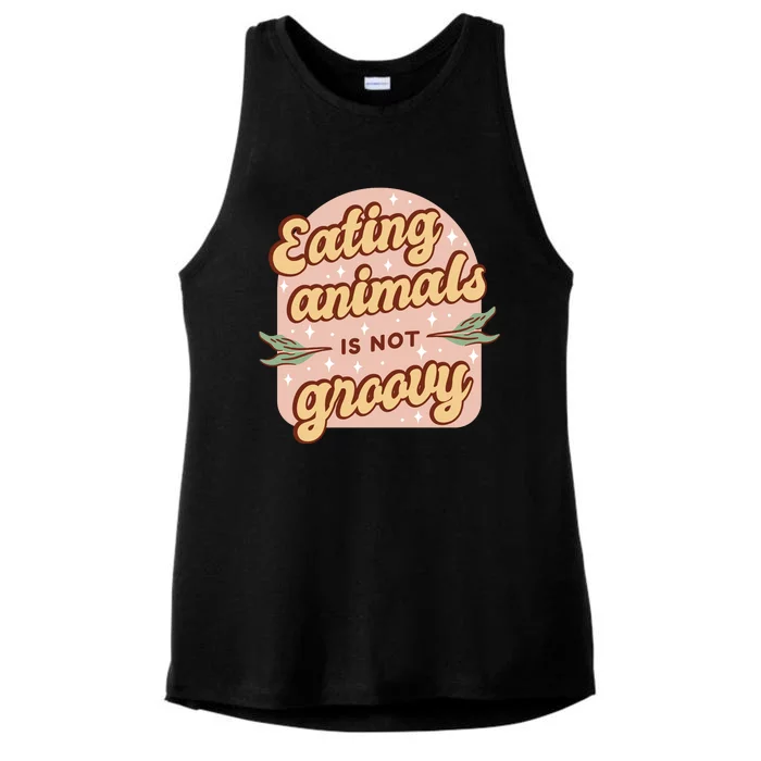 Eating Animals Is Not Groovy Vegan Life Ladies Tri-Blend Wicking Tank