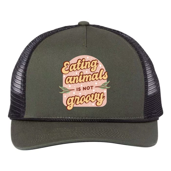 Eating Animals Is Not Groovy Vegan Life Retro Rope Trucker Hat Cap