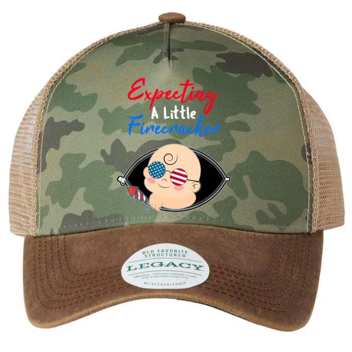 Expecting a Little Firecracker Pregnancy 4th of July Funny Legacy Tie Dye Trucker Hat