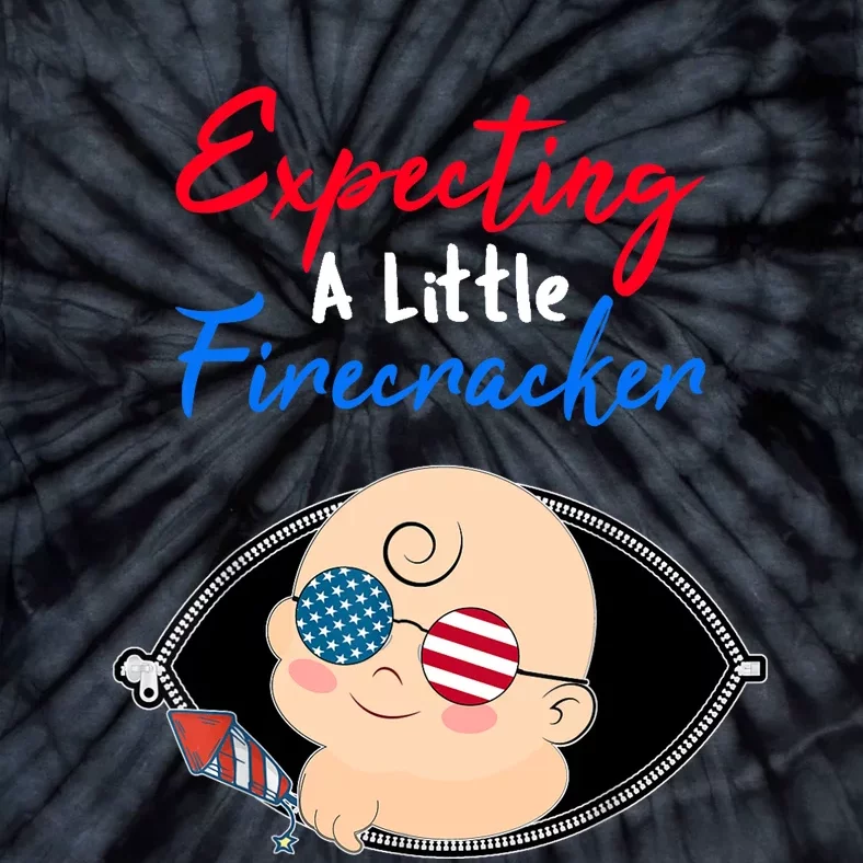 Expecting a Little Firecracker Pregnancy 4th of July Funny Tie-Dye T-Shirt