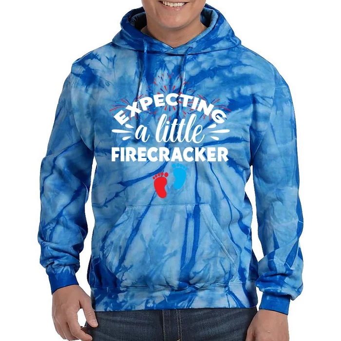 Expecting A Little Firecracker Pregnancy Mom To Be 4th July Gift Tie Dye Hoodie