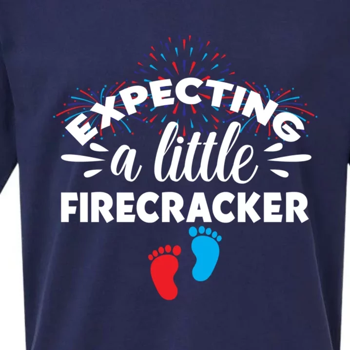 Expecting A Little Firecracker Pregnancy Mom To Be 4th July Gift Sueded Cloud Jersey T-Shirt