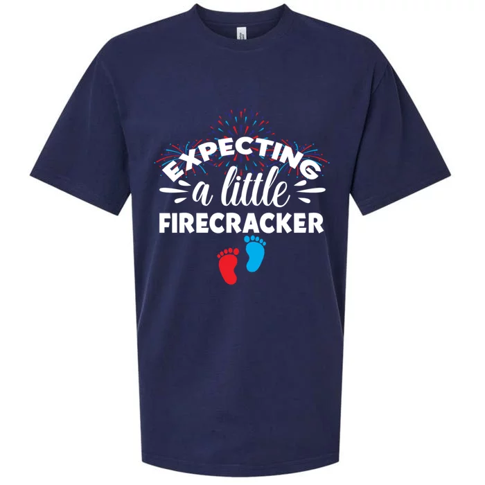 Expecting A Little Firecracker Pregnancy Mom To Be 4th July Gift Sueded Cloud Jersey T-Shirt