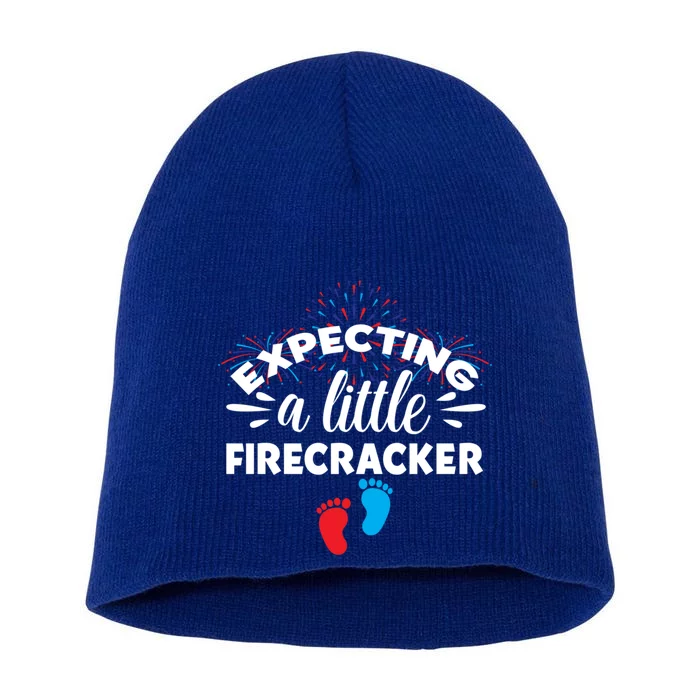 Expecting A Little Firecracker Pregnancy Mom To Be 4th July Meaningful Gift Short Acrylic Beanie