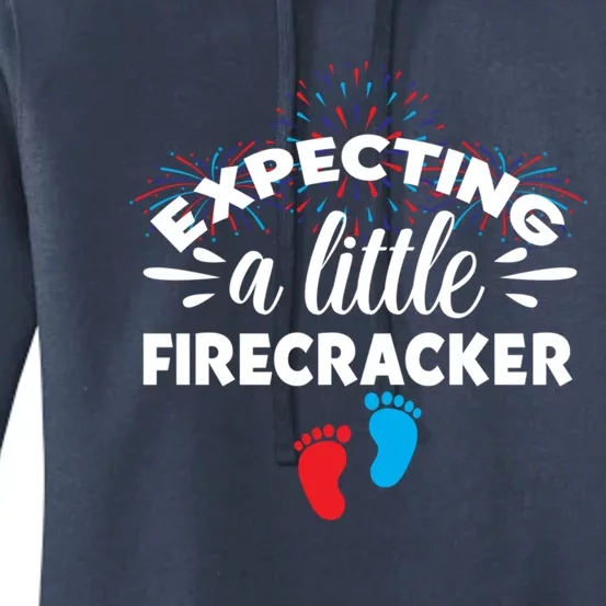 Expecting A Little Firecracker Pregnancy Mom To Be 4th July Meaningful Gift Women's Pullover Hoodie