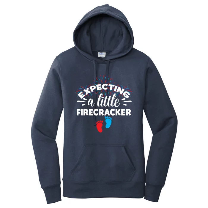 Expecting A Little Firecracker Pregnancy Mom To Be 4th July Meaningful Gift Women's Pullover Hoodie