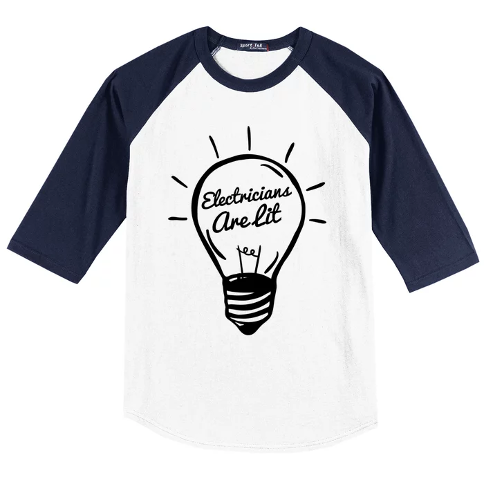 Electricians Are Lit Lightbulb Funny Electrician Gift Baseball Sleeve Shirt