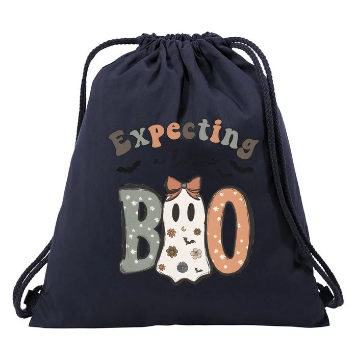 Expecting A Little Boo Growing A Little Pumpkin Halloween Drawstring Bag