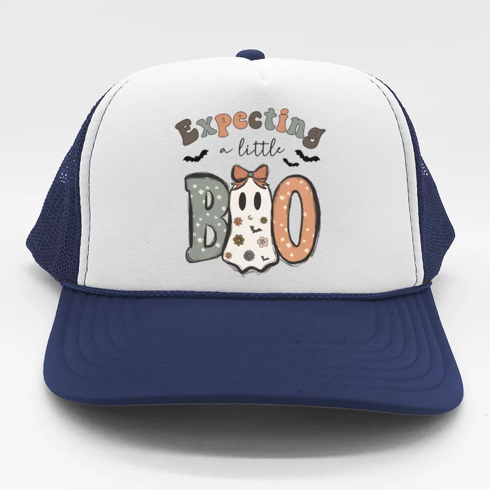 Expecting A Little Boo Growing A Little Pumpkin Halloween Trucker Hat