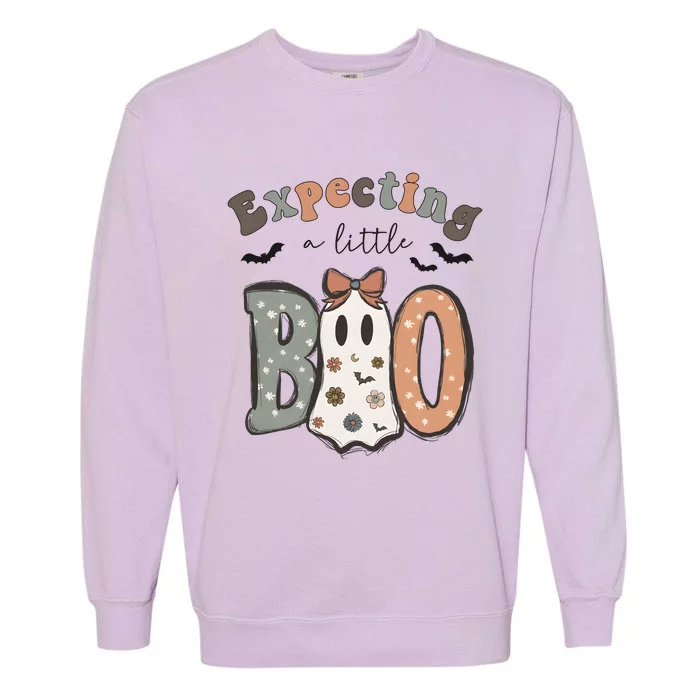 Expecting A Little Boo Growing A Little Pumpkin Halloween Garment-Dyed Sweatshirt