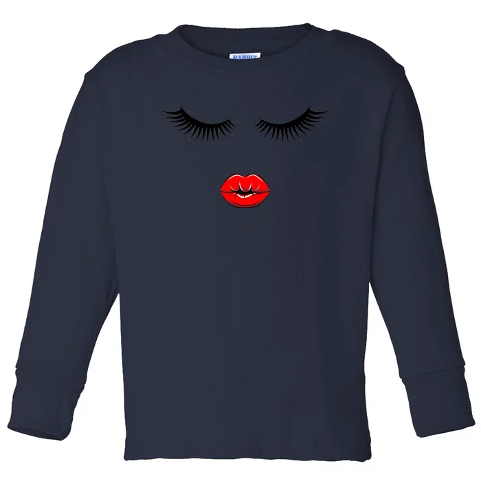 Eyelashes And Lips Toddler Long Sleeve Shirt