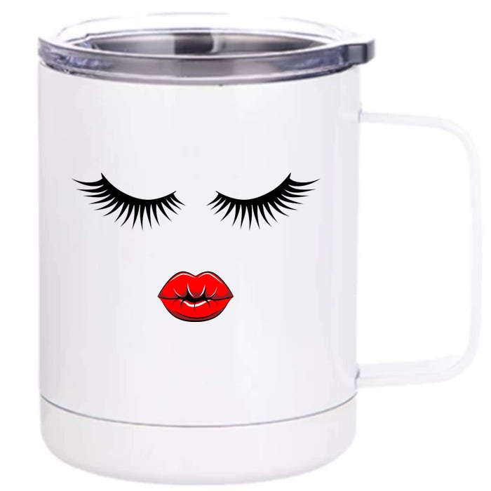 Eyelashes And Lips Front & Back 12oz Stainless Steel Tumbler Cup