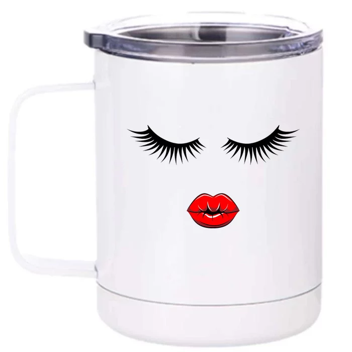 Eyelashes And Lips Front & Back 12oz Stainless Steel Tumbler Cup