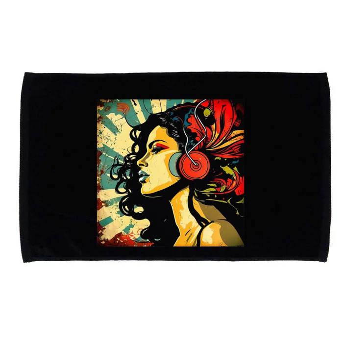 Excessivism Art Latina Woman Listening to Music Microfiber Hand Towel