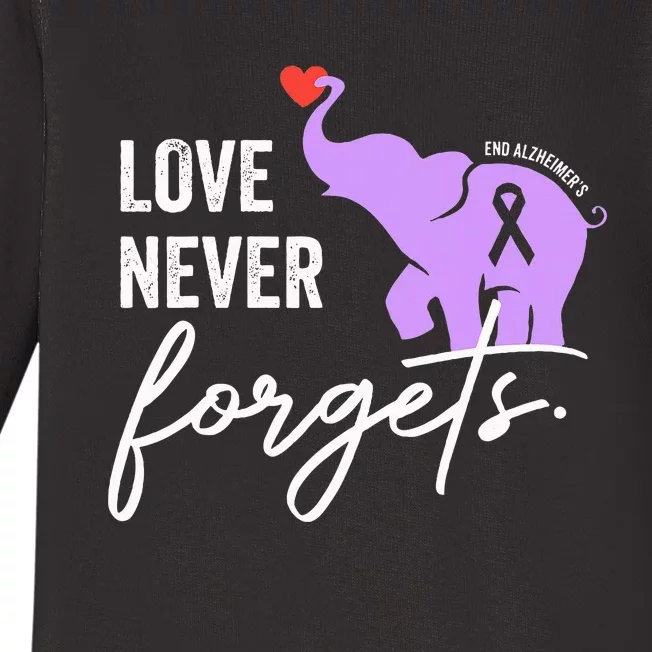 End Alzheimers Love Never Forgets Alzheimers Awareness Baby Long Sleeve Bodysuit