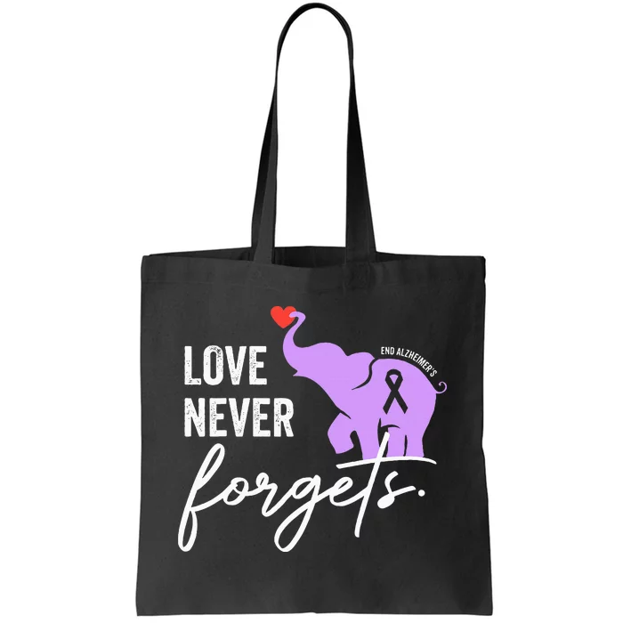 End Alzheimers Love Never Forgets Alzheimers Awareness Tote Bag