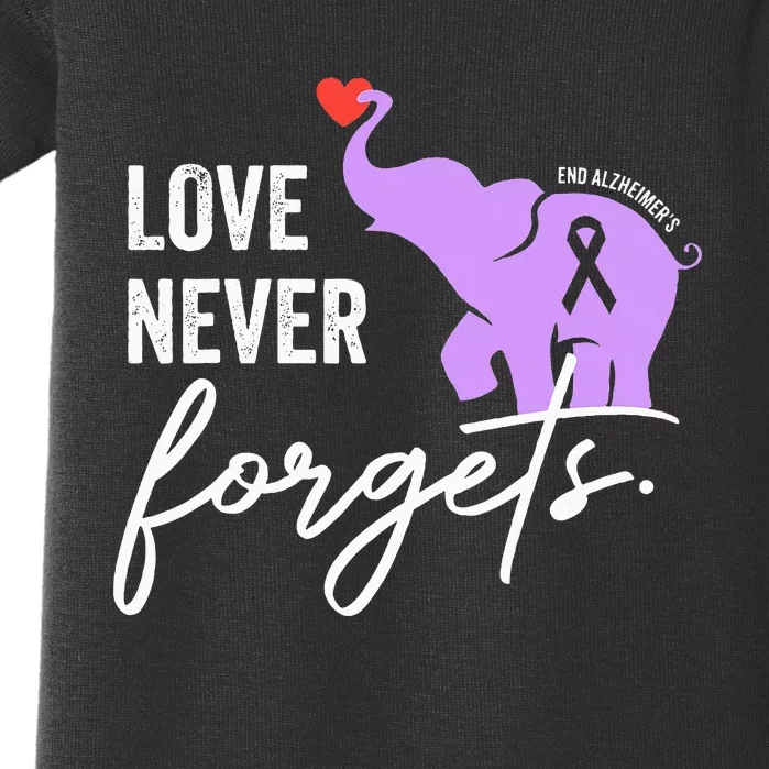 End Alzheimers Love Never Forgets Alzheimers Awareness Baby Bodysuit