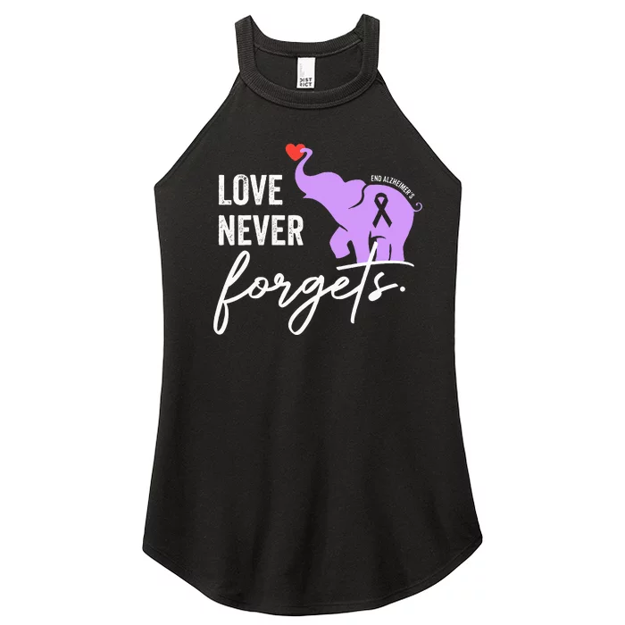 End Alzheimers Love Never Forgets Alzheimers Awareness Women’s Perfect Tri Rocker Tank