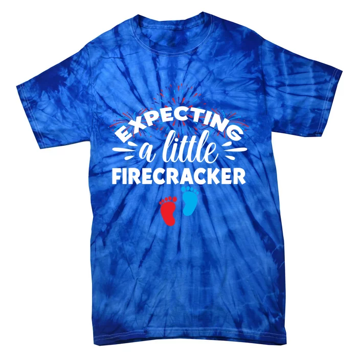 Expecting A Little Firecracker Pregnancy Mom To Be 4th July Gift Tie-Dye T-Shirt