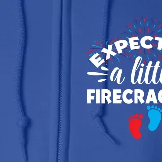 Expecting A Little Firecracker Pregnancy Mom To Be 4th July Gift Full Zip Hoodie