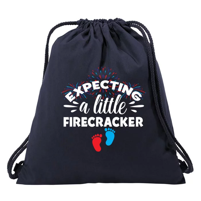 Expecting A Little Firecracker Pregnancy Mom To Be 4th July Gift Drawstring Bag