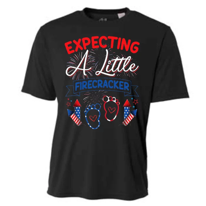 Expecting A Little Firecracker New Mom 4th Of July Pregnancy Cooling Performance Crew T-Shirt