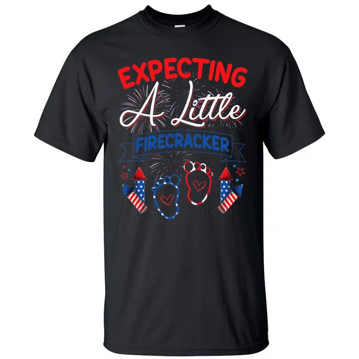 Expecting A Little Firecracker New Mom 4th Of July Pregnancy Tall T-Shirt