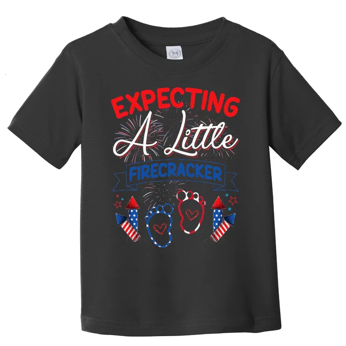 Expecting A Little Firecracker New Mom 4th Of July Pregnancy Toddler T-Shirt