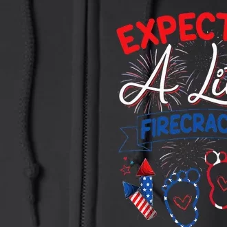 Expecting A Little Firecracker New Mom 4th Of July Pregnancy Full Zip Hoodie