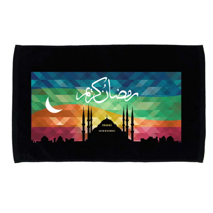 Eid Alfitr Mubarak Kareem Karim Celebration Colorful Mosque Gift Microfiber Hand Towel