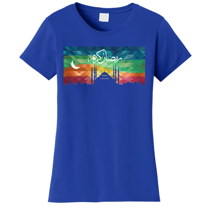 Eid Alfitr Mubarak Kareem Karim Celebration Colorful Mosque Gift Women's T-Shirt