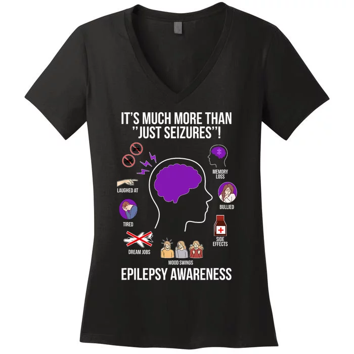 Epilepsy Awareness Month Epilepsy Warrior Women's V-Neck T-Shirt