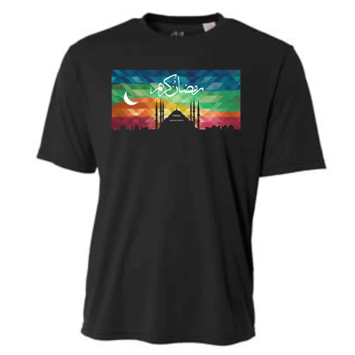 Eid Alfitr Mubarak Kareem Karim Celebration Colorful Mosque Gift Cooling Performance Crew T-Shirt