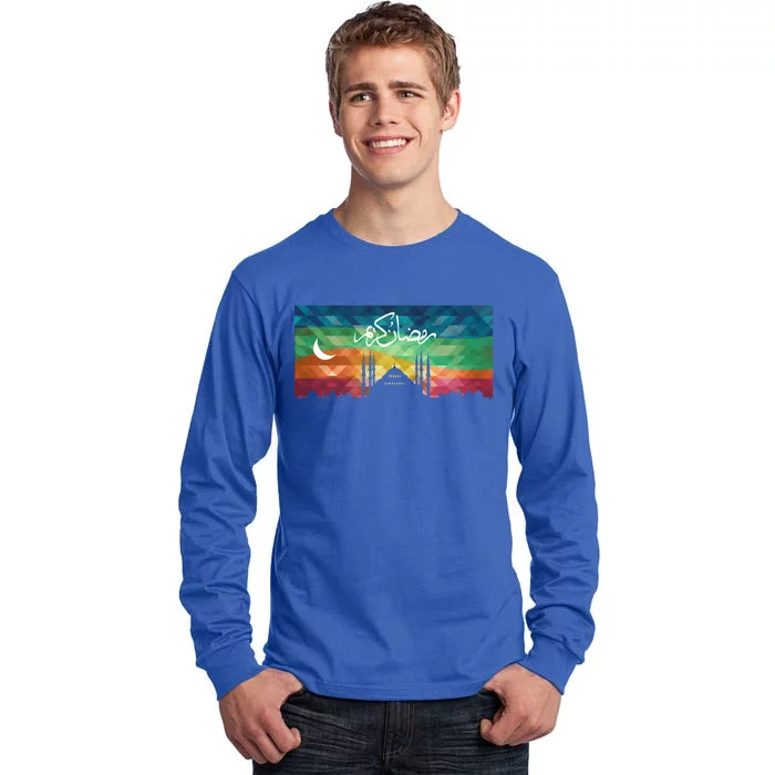 Eid Alfitr Mubarak Kareem Karim Celebration Colorful Mosque Gift Tall Long Sleeve T-Shirt