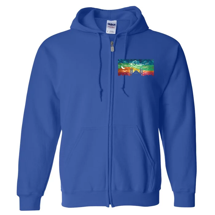 Eid Alfitr Mubarak Kareem Karim Celebration Colorful Mosque Gift Full Zip Hoodie