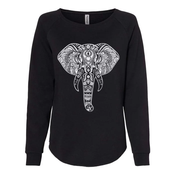 Elephant Art Mandala Design Spiritual Elephant Nature Womens California Wash Sweatshirt