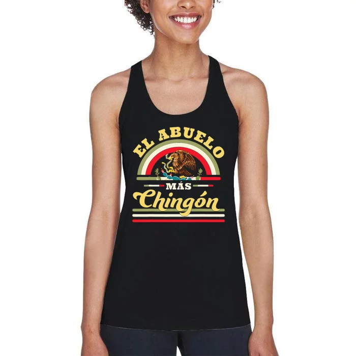 El Abuelo Mas Chingon Funny Mexican Flag Cool Grandpa Regalo Women's Racerback Tank