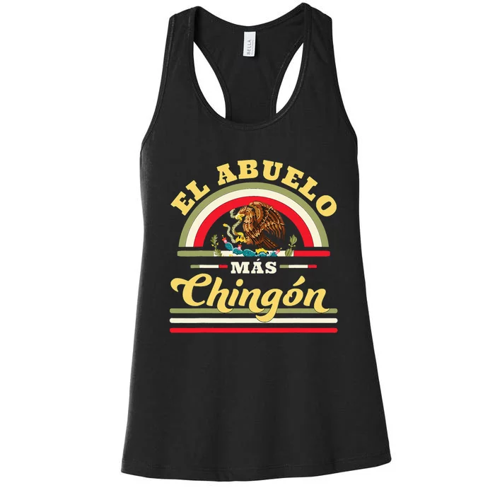 El Abuelo Mas Chingon Funny Mexican Flag Cool Grandpa Regalo Women's Racerback Tank