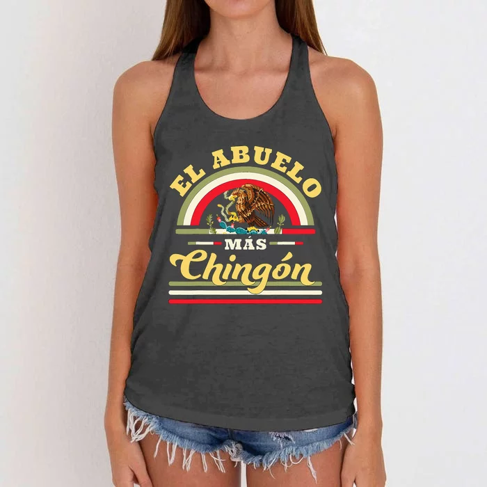 El Abuelo Mas Chingon Funny Mexican Flag Cool Grandpa Regalo Women's Knotted Racerback Tank