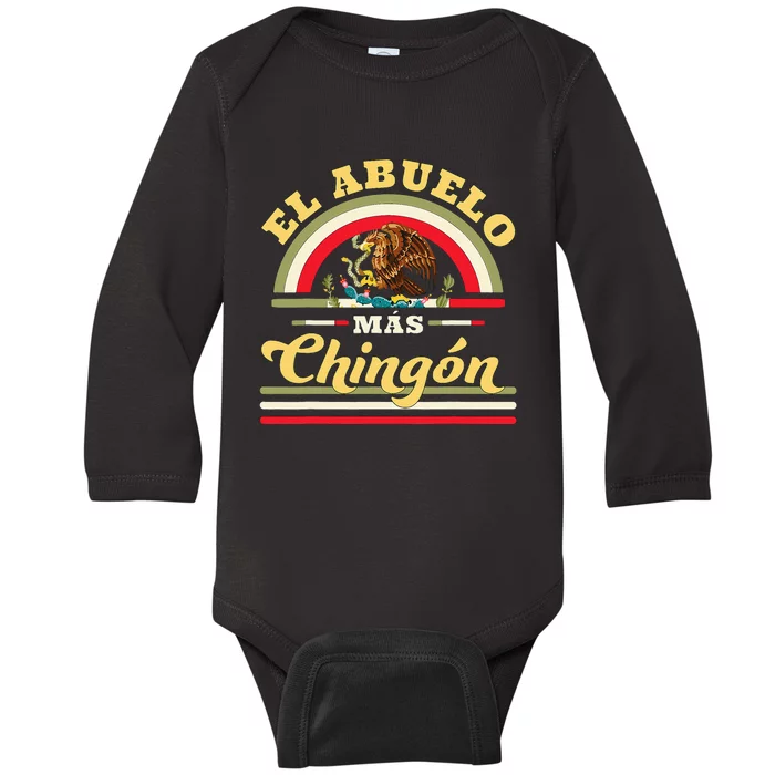 El Abuelo Mas Chingon Mexican Flag Cool Grandpa Baby Long Sleeve Bodysuit