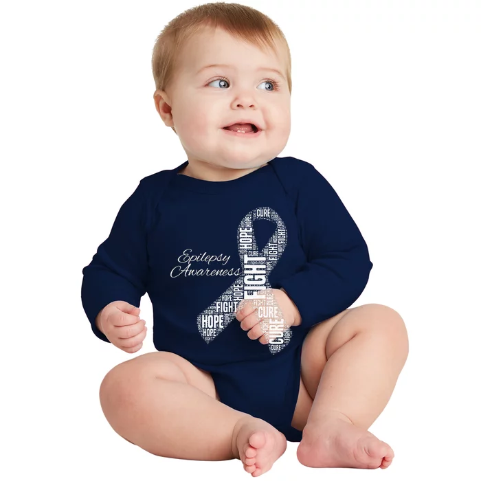 Epilepsy Awareness November Month Fight Cure Hope Baby Long Sleeve Bodysuit