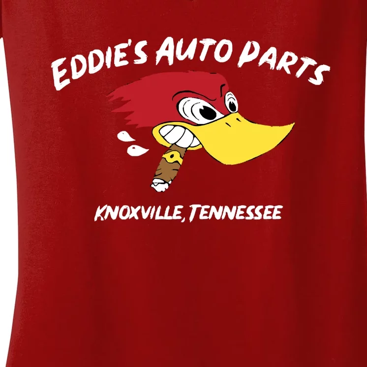 Eddies Auto Parts Women's V-Neck T-Shirt