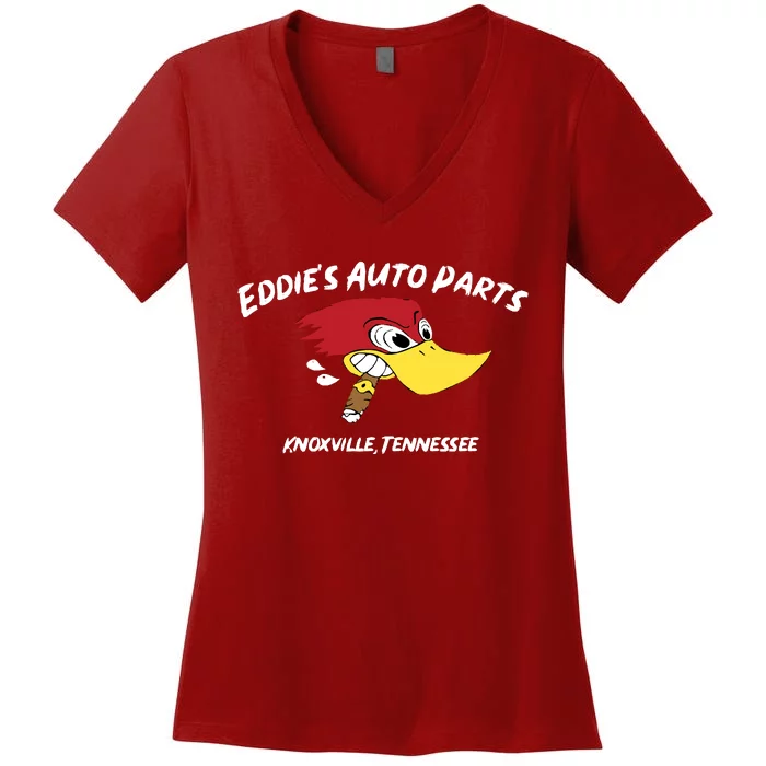 Eddies Auto Parts Women's V-Neck T-Shirt