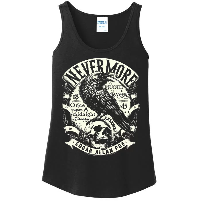 Edgar Allan Poe N.E.V.E.R.M.O.R.E Quoth The Raven Ladies Essential Tank