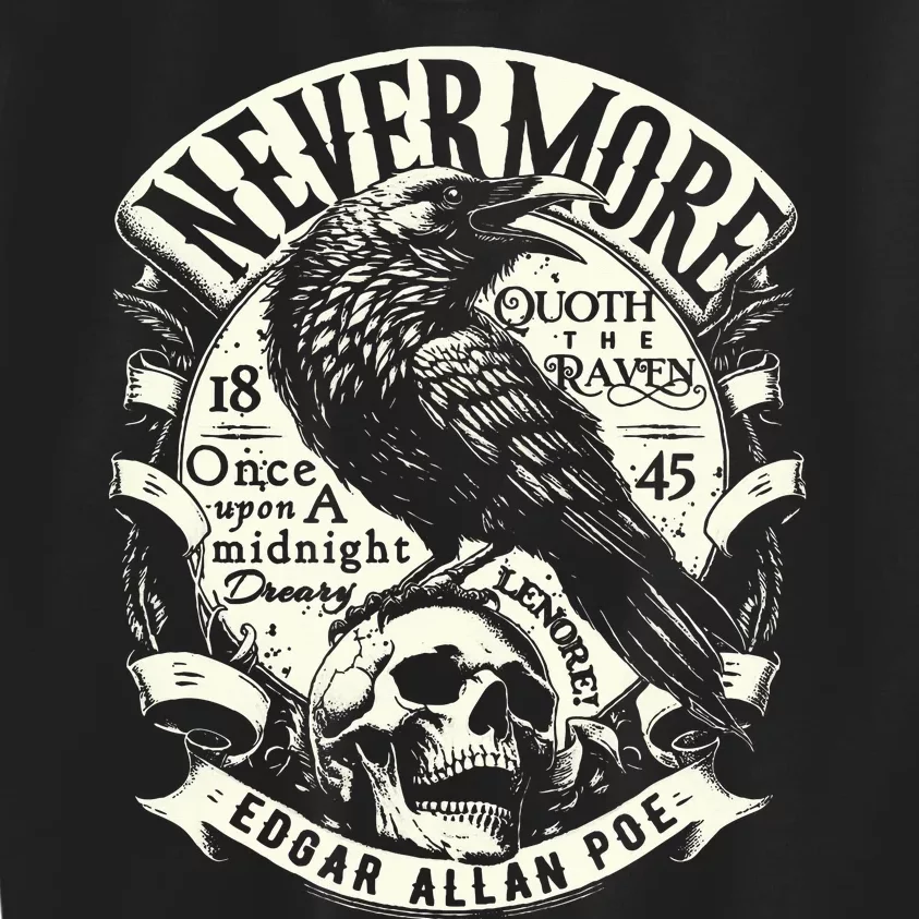 Edgar Allan Poe N.E.V.E.R.M.O.R.E Quoth The Raven Kids Sweatshirt