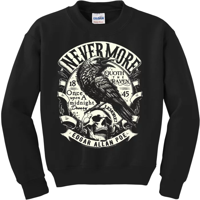 Edgar Allan Poe N.E.V.E.R.M.O.R.E Quoth The Raven Kids Sweatshirt