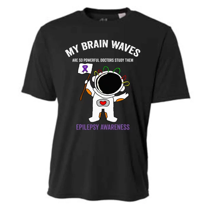 Epilepsy Awareness Purple Ribbon Spacethemed Epilepsy Cooling Performance Crew T-Shirt