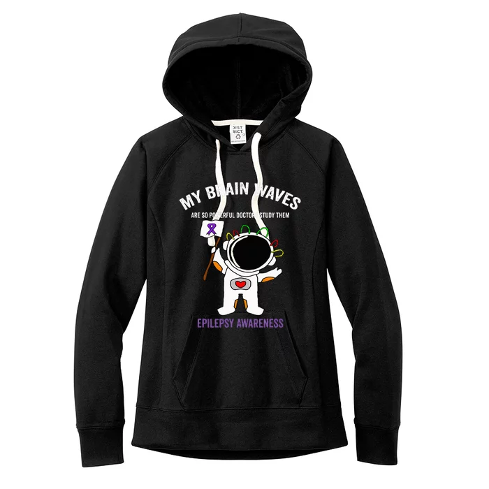 Epilepsy Awareness Purple Ribbon Spacethemed Epilepsy Women's Fleece Hoodie