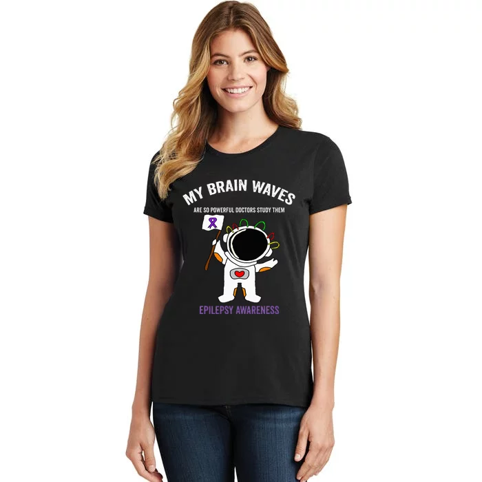 Epilepsy Awareness Purple Ribbon Spacethemed Epilepsy Women's T-Shirt